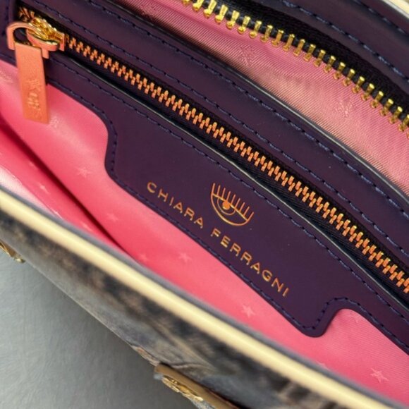 🆕 CHIARA FERRAGNI 🧿 NWOT All Over Denim Print Thin Shoulder Bag - Picture 11 of 14